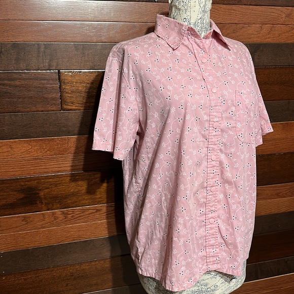 Boca Bay Collared Short Sleeve Pink Floral Button Down Blouse - Picture 2 of 11